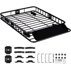 heavy-duty roof rack cargo basket, rooftop cargo carrier for suv, truck & vehicle, rust-resistant, aerodynamic design