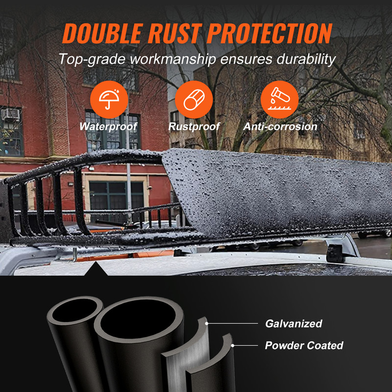 Heavy-Duty Roof Rack Cargo Basket, Rooftop Cargo Carrier for SUV, Truck & Vehicle, Rust-Resistant, Aerodynamic Design