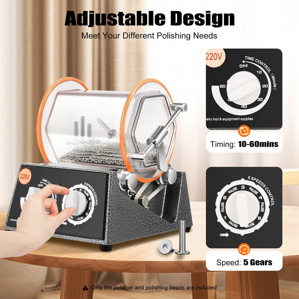 HeavyDuty Rotary Tumbler Jewelry Polisher Surface Finisher For Professional Metal Polishing 2