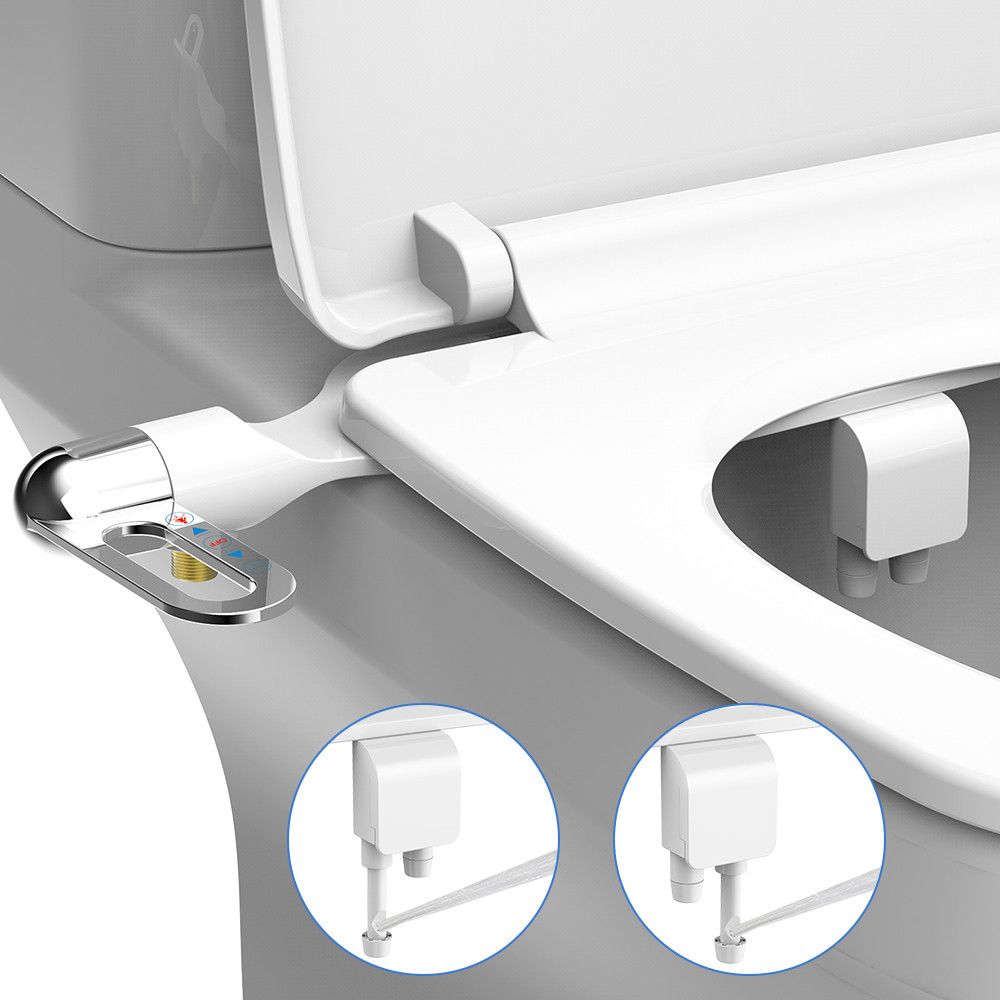 Bidet Toilet Seat New Lightweight Ultra Thin Non Electric Double Nozzle Adjustable Water Pressure E 0