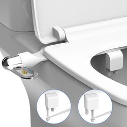 bidet toilet seat new lightweight ultra thin non electric double nozzle, adjustable water pressure, easy installation
