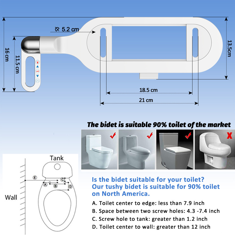 Bidet Toilet Seat New Lightweight Ultra Thin Non Electric Double Nozzle Adjustable Water Pressure E 3