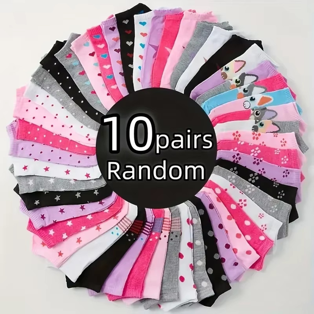 10/20/30/50/100Pairs Heart Print Socks – Valentine's Day Candy Colored Ankle Socks for Women – Cute Stockings & Hosiery