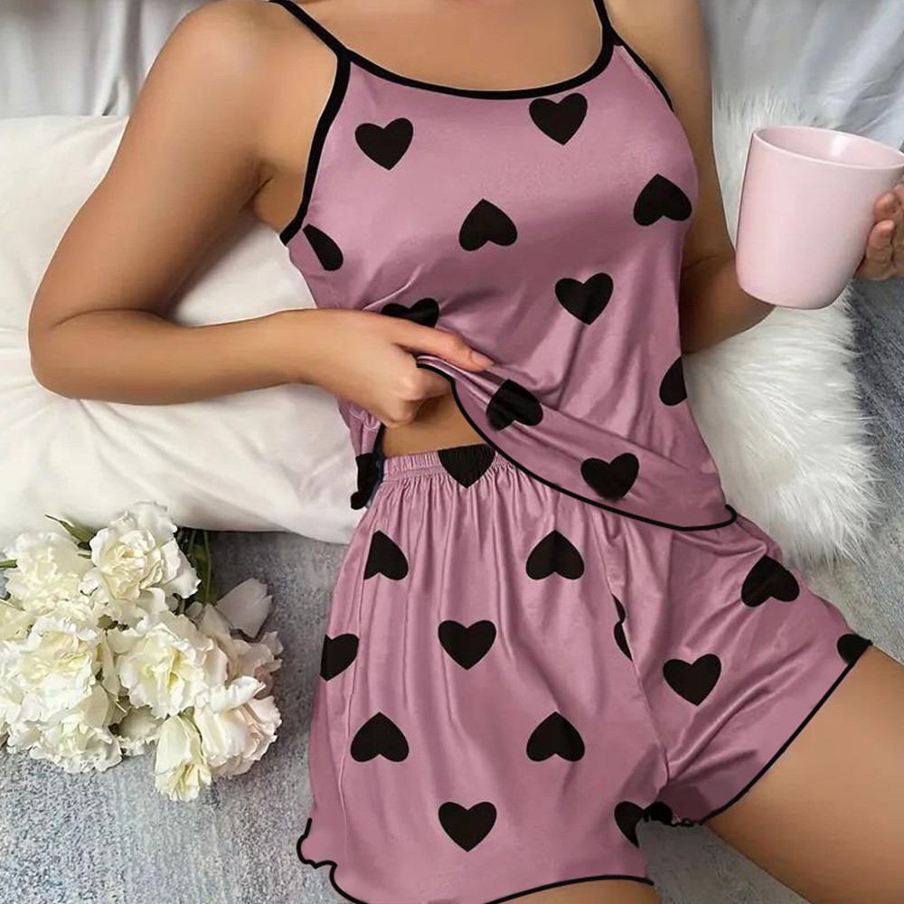 Breathable Summer Pajamas Heart Design 1