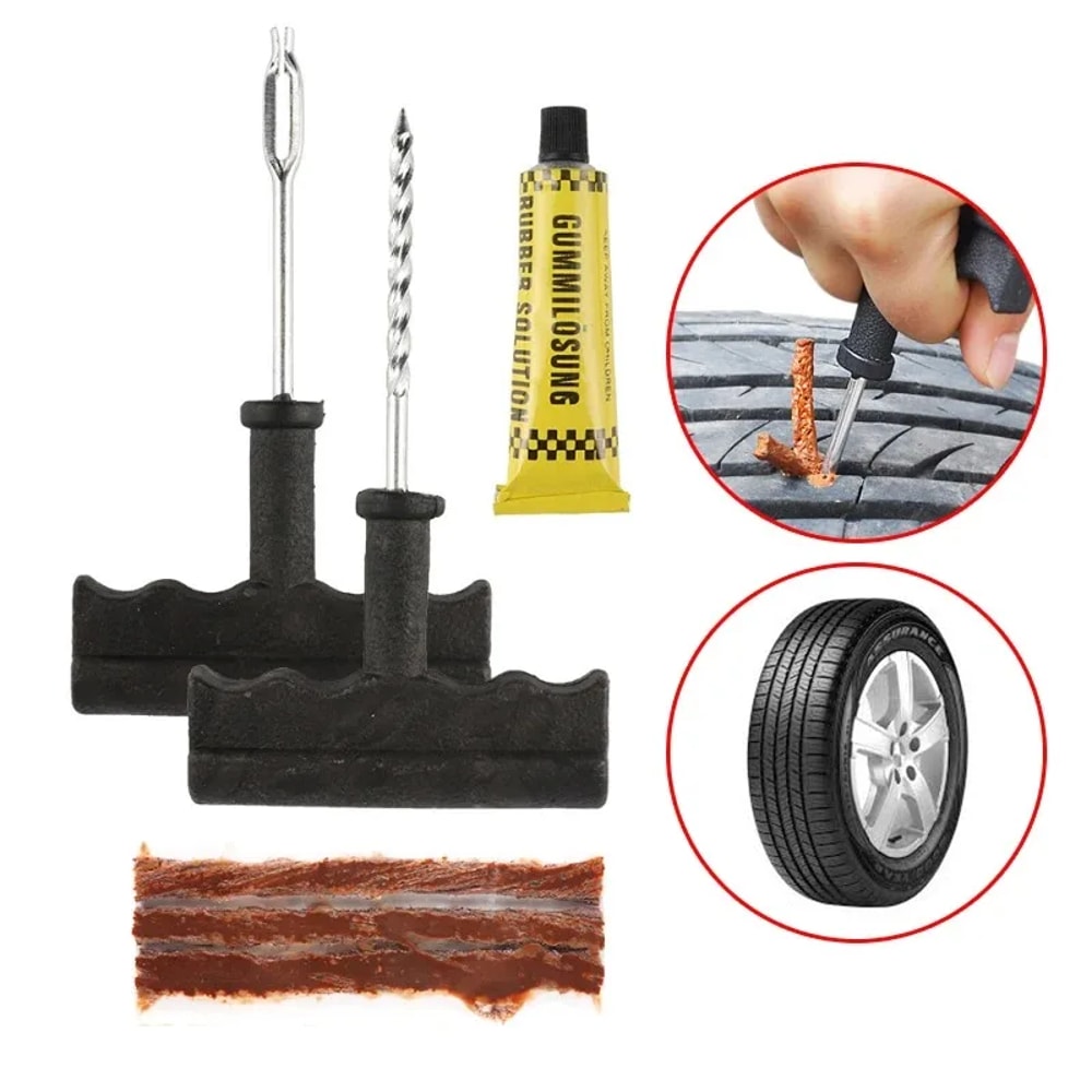 Car Tire Repair Tool Kit With Rubber Strip Tubeless Tyre Puncture Studding Plug For Motorcycle Tru 1