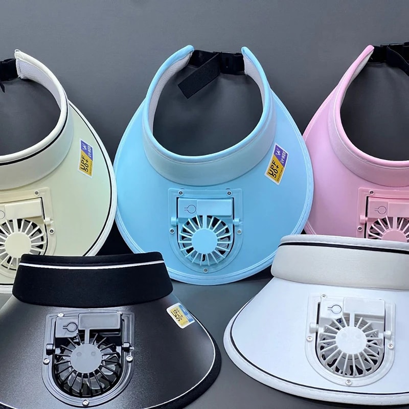 Breathable Cooling Fan Hat USB Charging Sun Visor Hat With Adjustable Fan For Sports Fishing Outdo 3