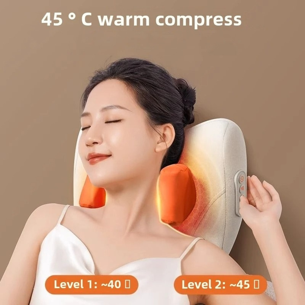Wireless Trapezius Electric Massage Pillow, Shiatsu Kneading Heating Massager for Neck, Waist, Back, Leg & Cervical Pain