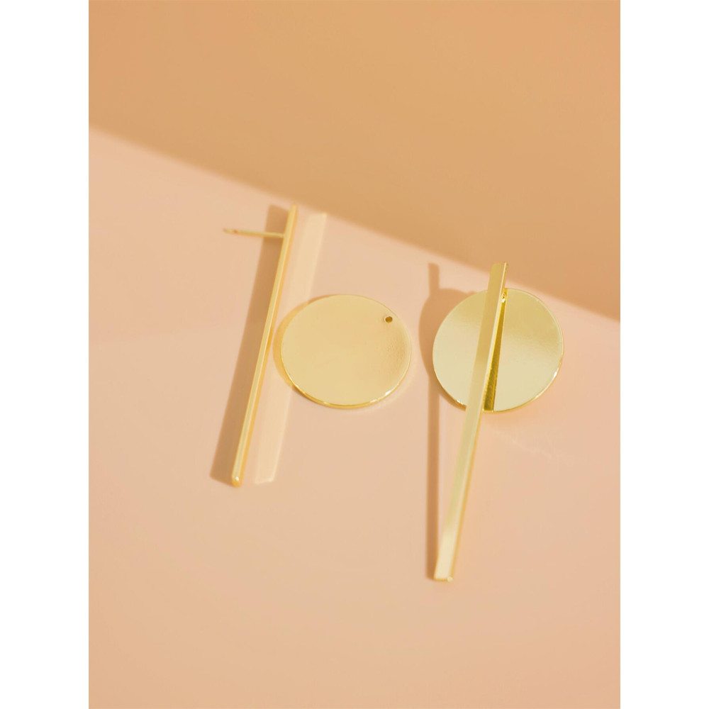 Personalized Round Strip Earrings Set, European & American Style Hoop & Stud Pair, Trendy Womens Jewelry