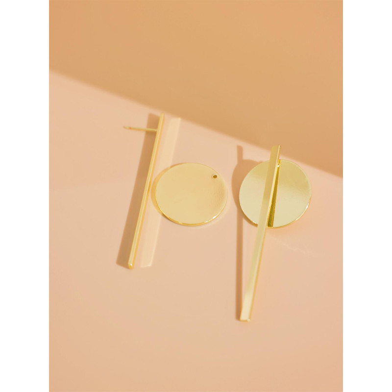 Personalized Round Strip Earrings Set, European & American Style Hoop & Stud Pair, Trendy Womens Jewelry