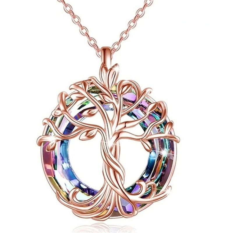 Exquisite Celtic Family Tree Necklace Circle Crystal Tree Of Life Jewelry Meaningful Gift For Women 6