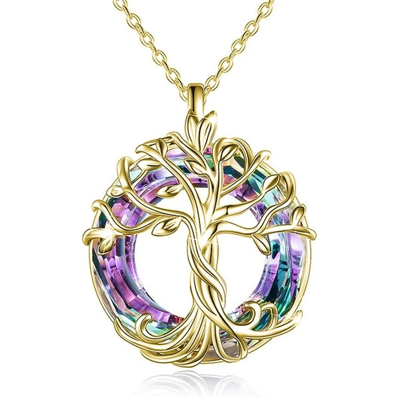 Exquisite Celtic Family Tree Necklace Circle Crystal Tree Of Life Jewelry Meaningful Gift For Women 8