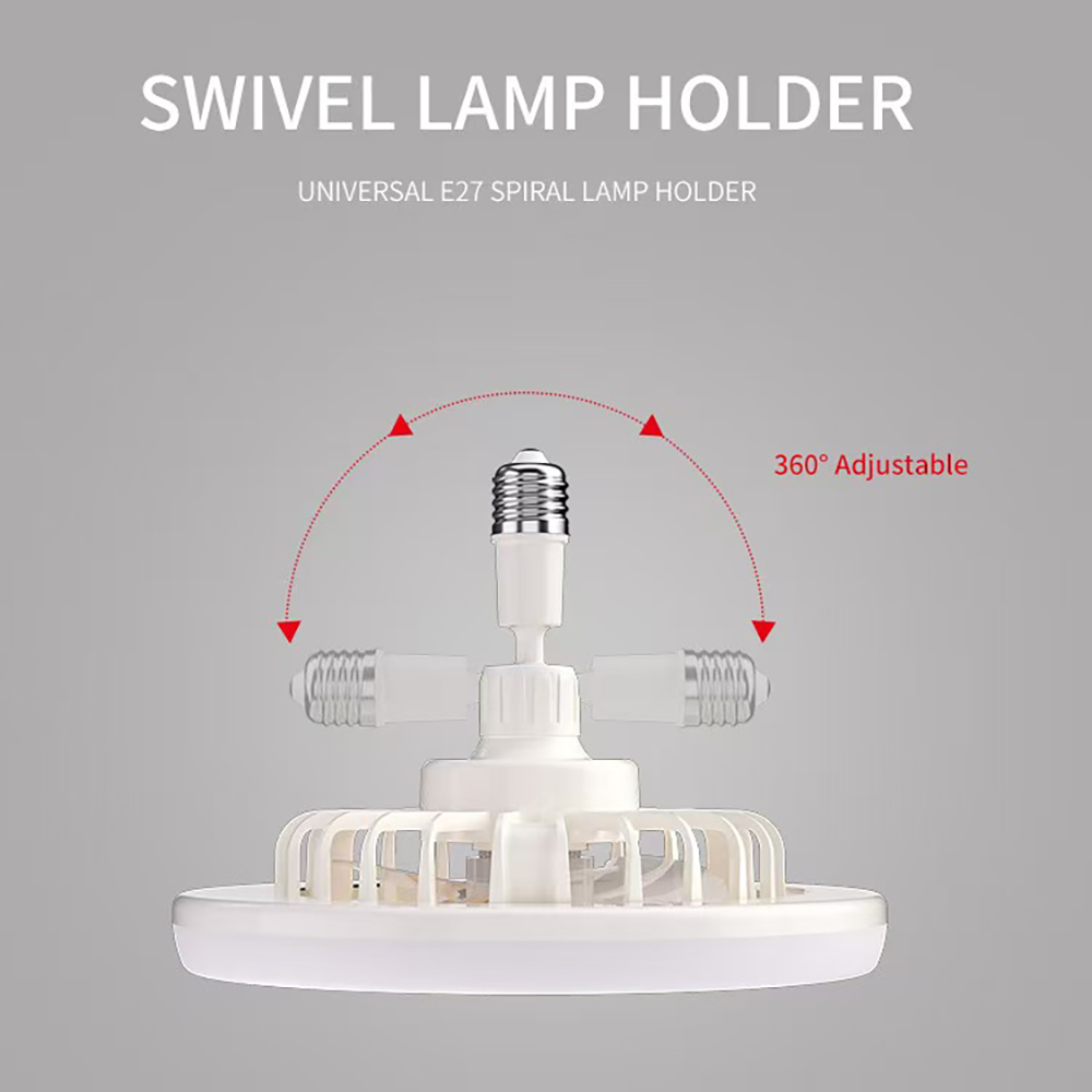Rotatable 3in1 Ceiling Fan with Remote Control Adjustable Lighting Lamp, E27 Converter Base for Bedroom & Living Room