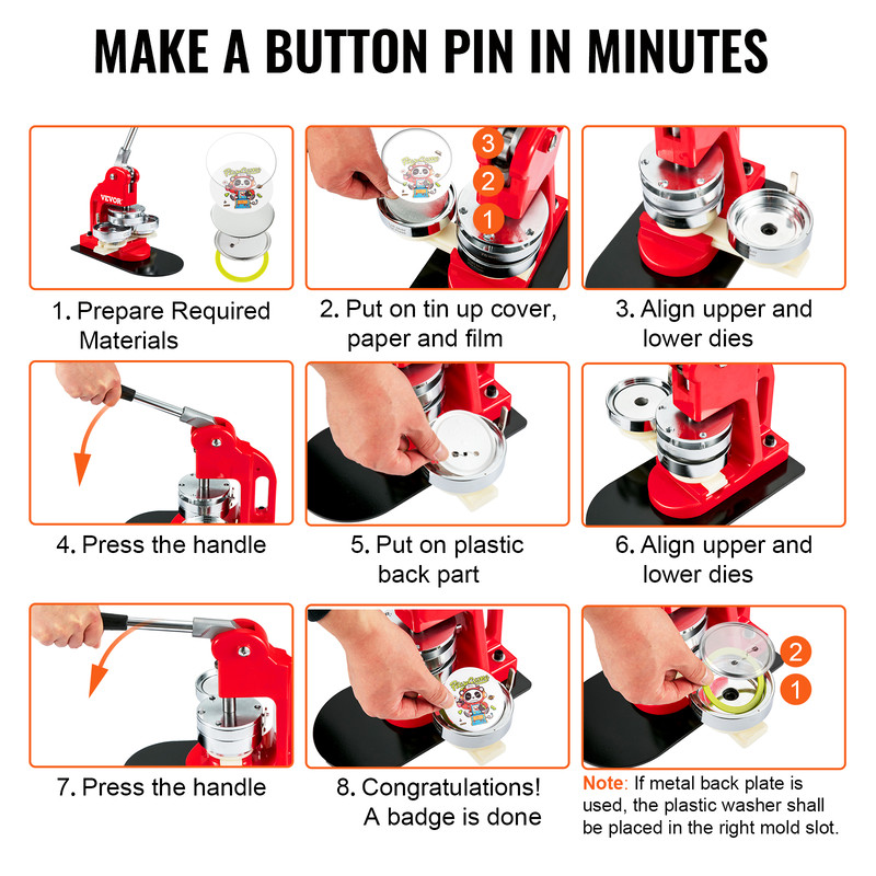 SucceBuy DIY Badge Maker Machine with Button Parts, Custom Round Pin Press Kit for Crafts, Logo, Gifts, Promotions