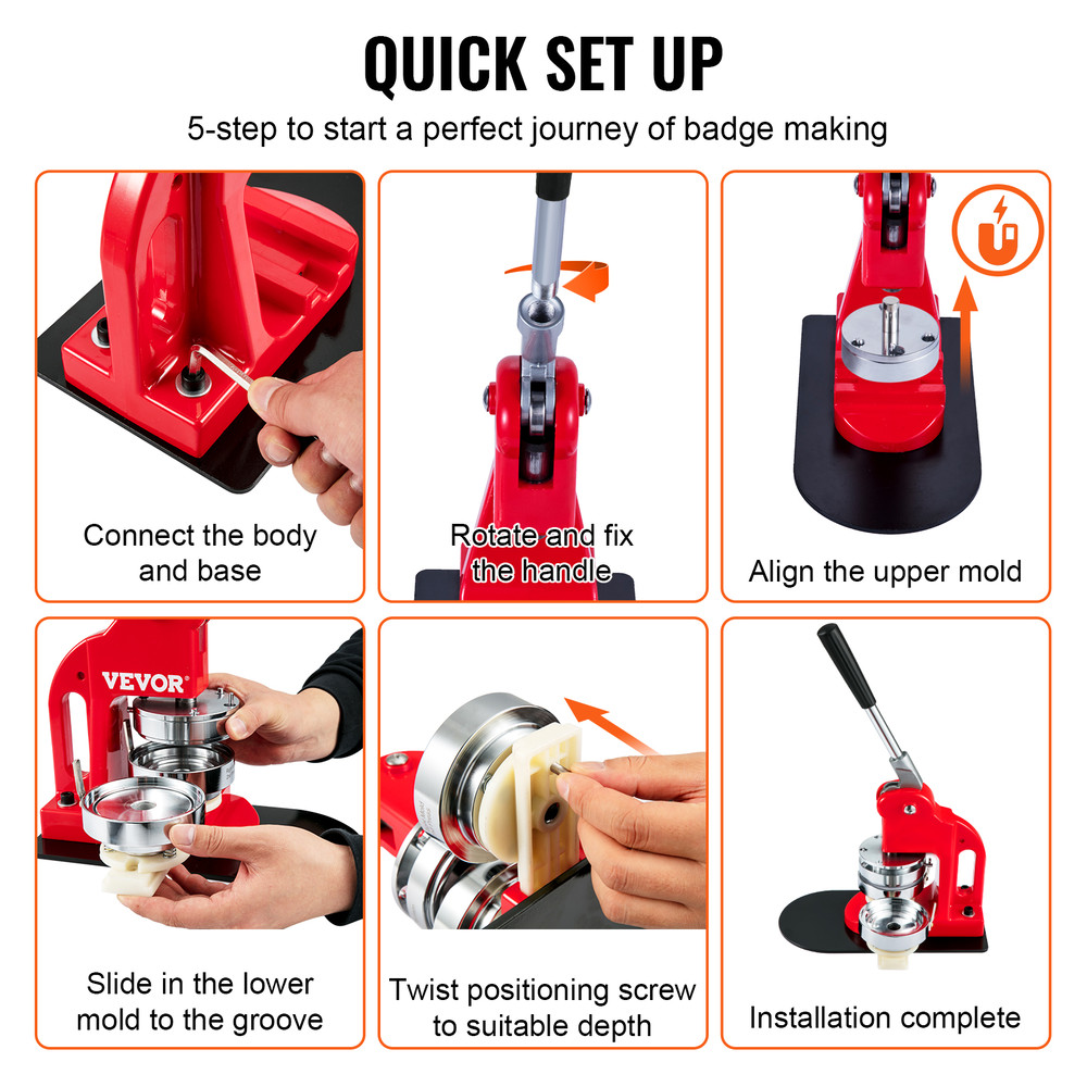 SucceBuy DIY Badge Maker Machine with Button Parts, Custom Round Pin Press Kit for Crafts, Logo, Gifts, Promotions