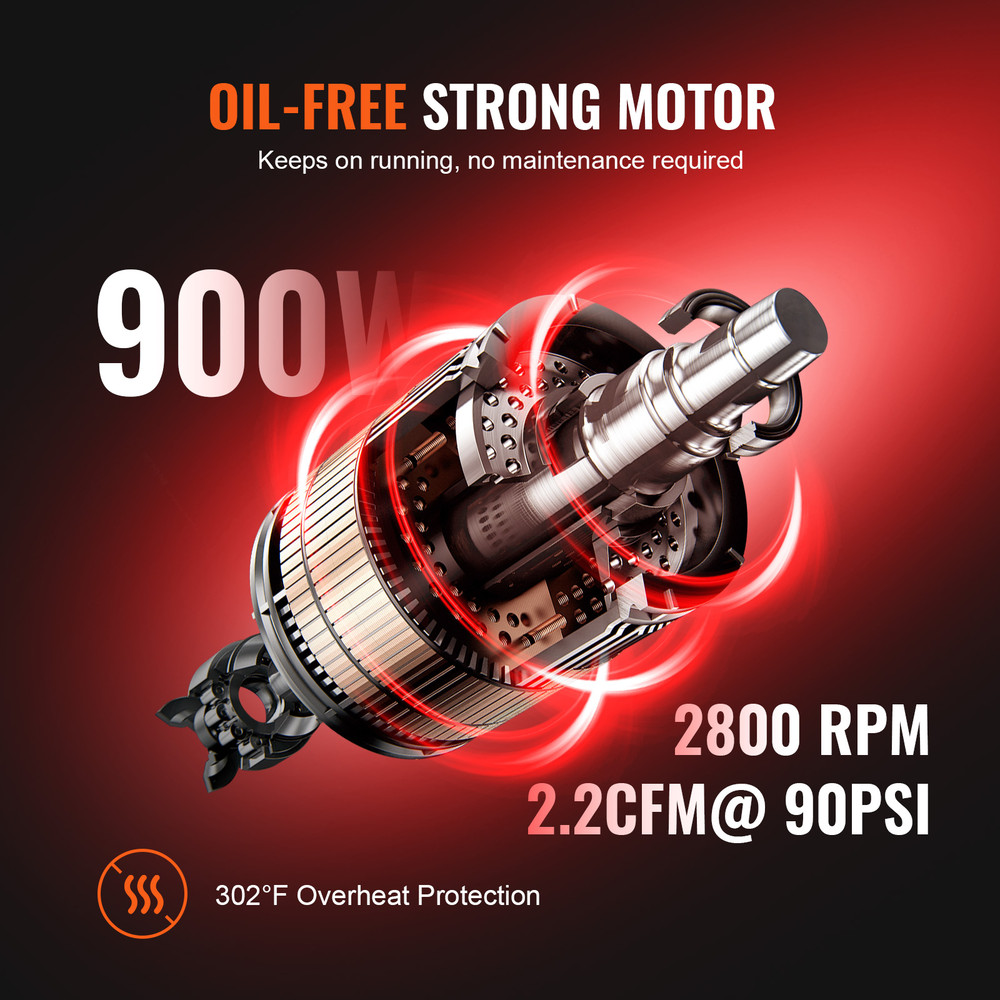 Quiet VEVOR Air Compressor OilFree Portable Silent Pump For Tire Inflation Garage Workshop  DIY Hom 2