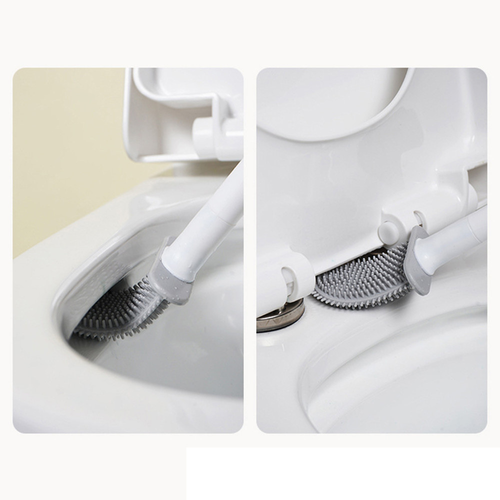 Wall Hanging Long Handle Toilet Brush, Silicone Cleaning Brush for Bathroom, Durable, Easy to Clean Toilet Brush Set