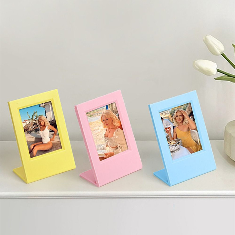 2PCS 3-Inch L-Shaped Photo Frame for FujiFilm Instax Mini, Acrylic Tabletop Display Stand