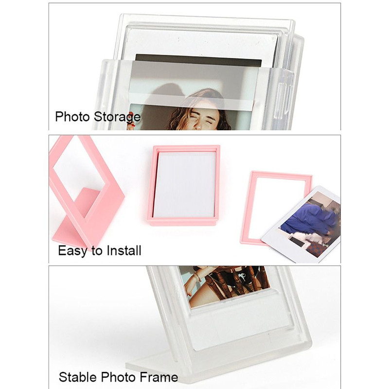 2PCS 3-Inch L-Shaped Photo Frame for FujiFilm Instax Mini, Acrylic Tabletop Display Stand