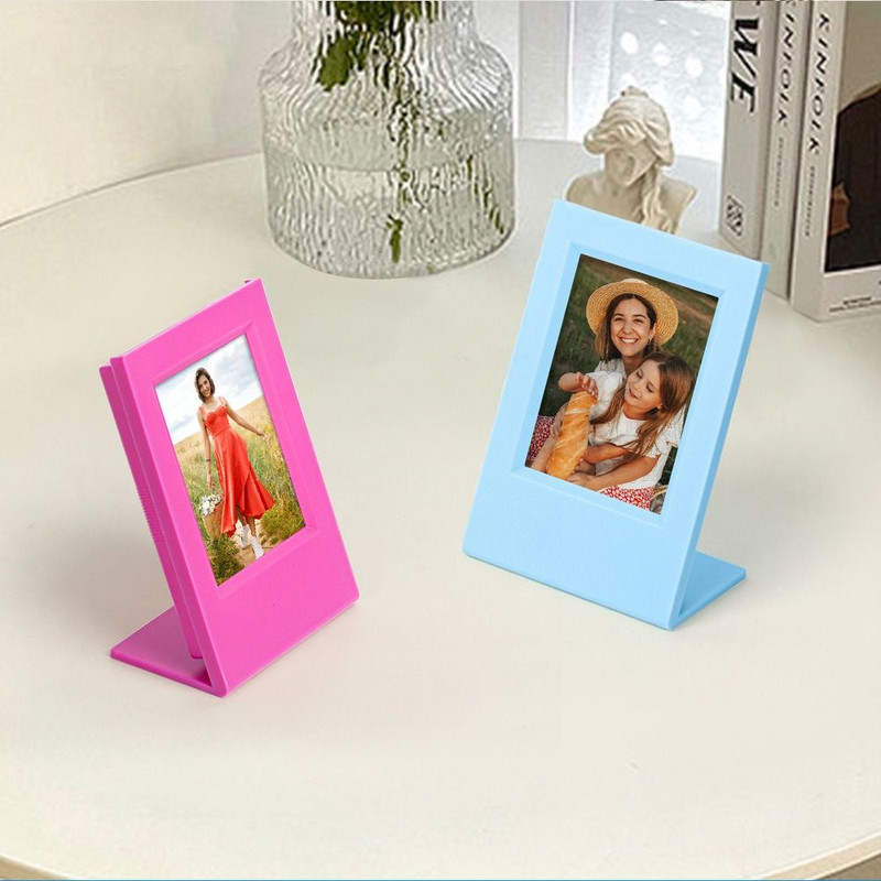 2PCS 3-Inch L-Shaped Photo Frame for FujiFilm Instax Mini, Acrylic Tabletop Display Stand