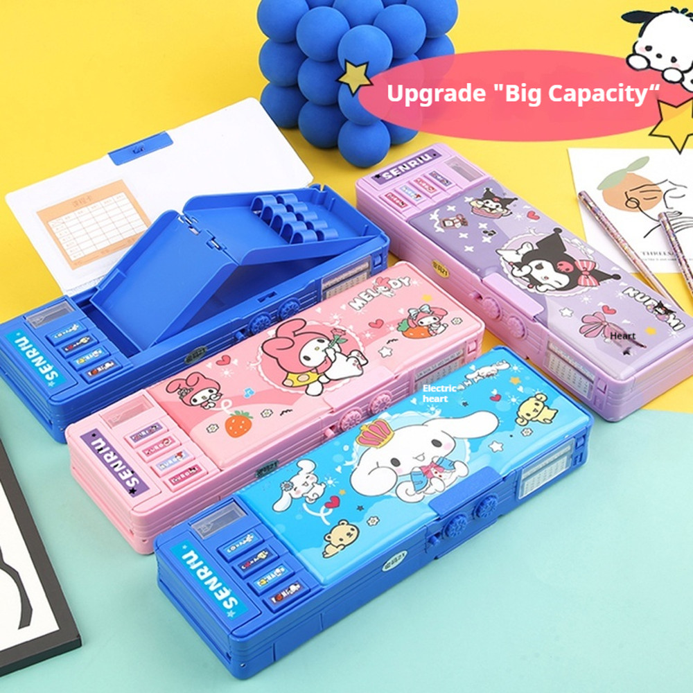 Kuromi Melody Sanrio Pencil Box, Multi Functional Password Lock Stationery Case, Large Capacity Kids Gift