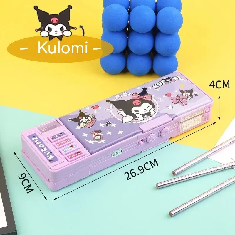 Kuromi Melody Sanrio Pencil Box, Multi Functional Password Lock Stationery Case, Large Capacity Kids Gift