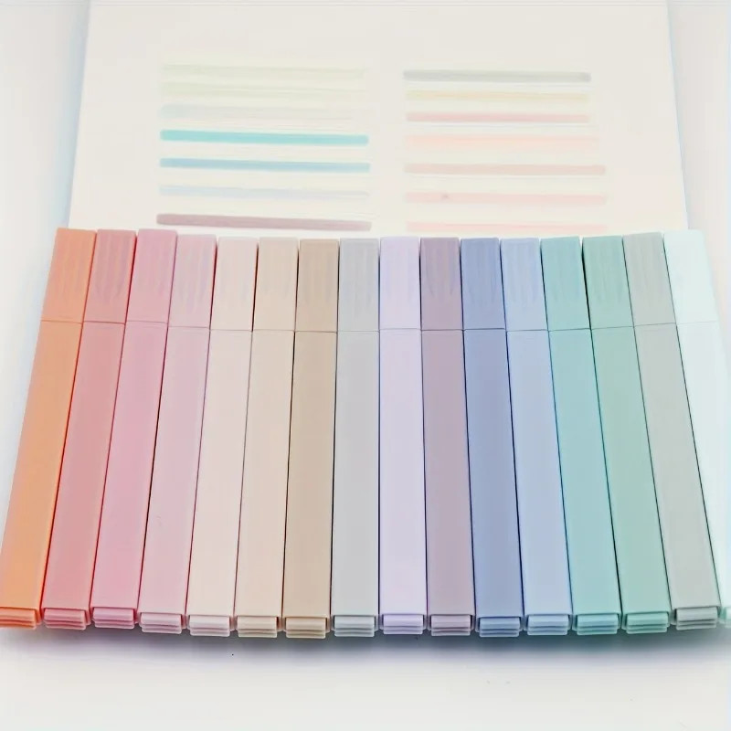 Square Highlighter Markers, Stationery for Journaling, School Office Supplies for Students and Art Lovers
