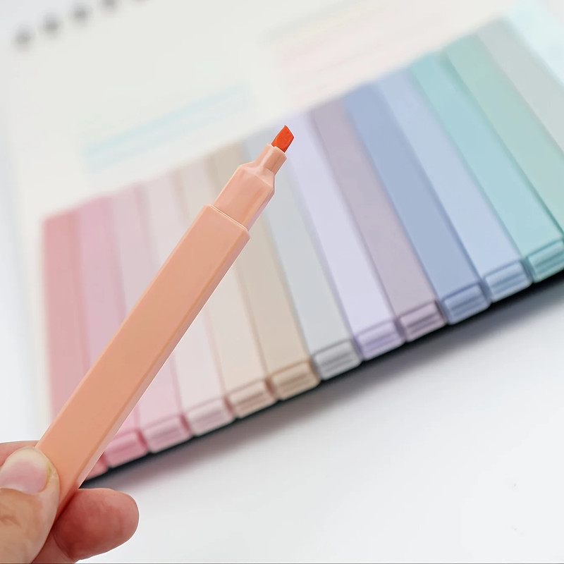 Square Highlighter Markers, Stationery for Journaling, School Office Supplies for Students and Art Lovers