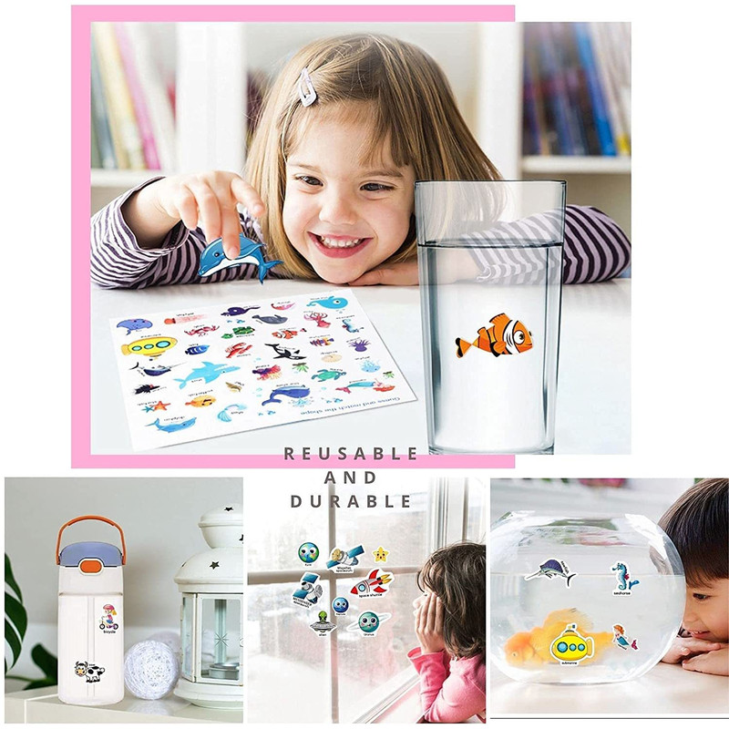 Kids DIY Puzzle Sticker Book, Reusable Scene Cute Cartoon Animal Stickers, Learning Cognition Toys, Back to School Gift