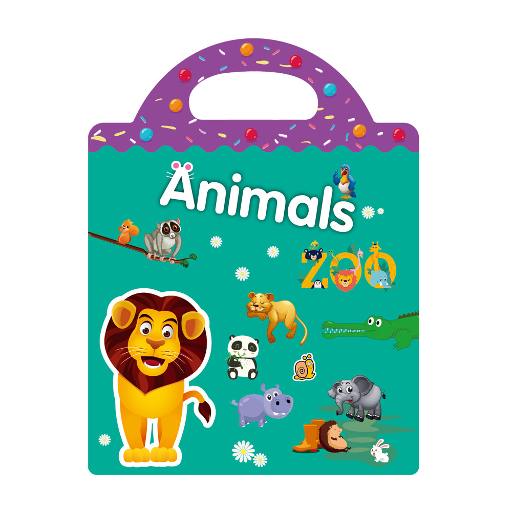 Kids DIY Puzzle Sticker Book, Reusable Scene Cute Cartoon Animal Stickers, Learning Cognition Toys, Back to School Gift