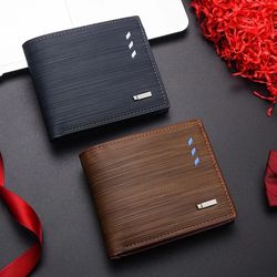 luxury leather men wallet, cards holder for men, portable two fold billfold, designer small purse gift