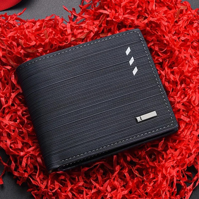 Luxury Leather Men Wallet, Cards Holder for Men, Portable Two Fold Billfold, Designer Small Purse Gift