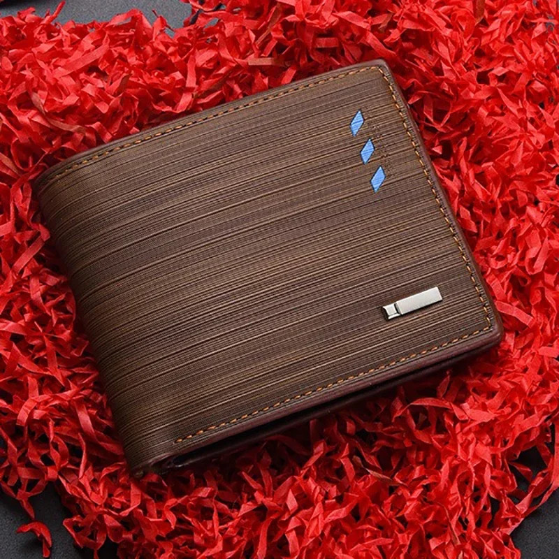 Luxury Leather Men Wallet, Cards Holder for Men, Portable Two Fold Billfold, Designer Small Purse Gift