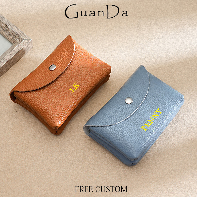 PU Leather Luxury Coin Purse Business Card Wallet With Zipper Personalized Initials Holder Ideal Gi 1