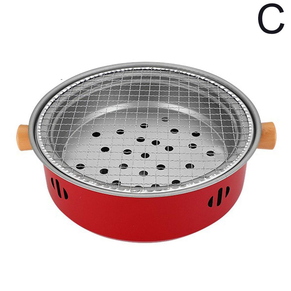 Outdoor Camping BBQ Stove Round NonStick Steel Barbecue Grill With Charcoal Stove Split For Easy Po 6