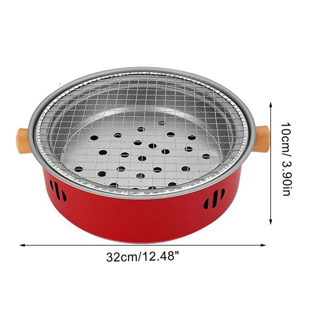Outdoor Camping BBQ Stove Round NonStick Steel Barbecue Grill With Charcoal Stove Split For Easy Po 5