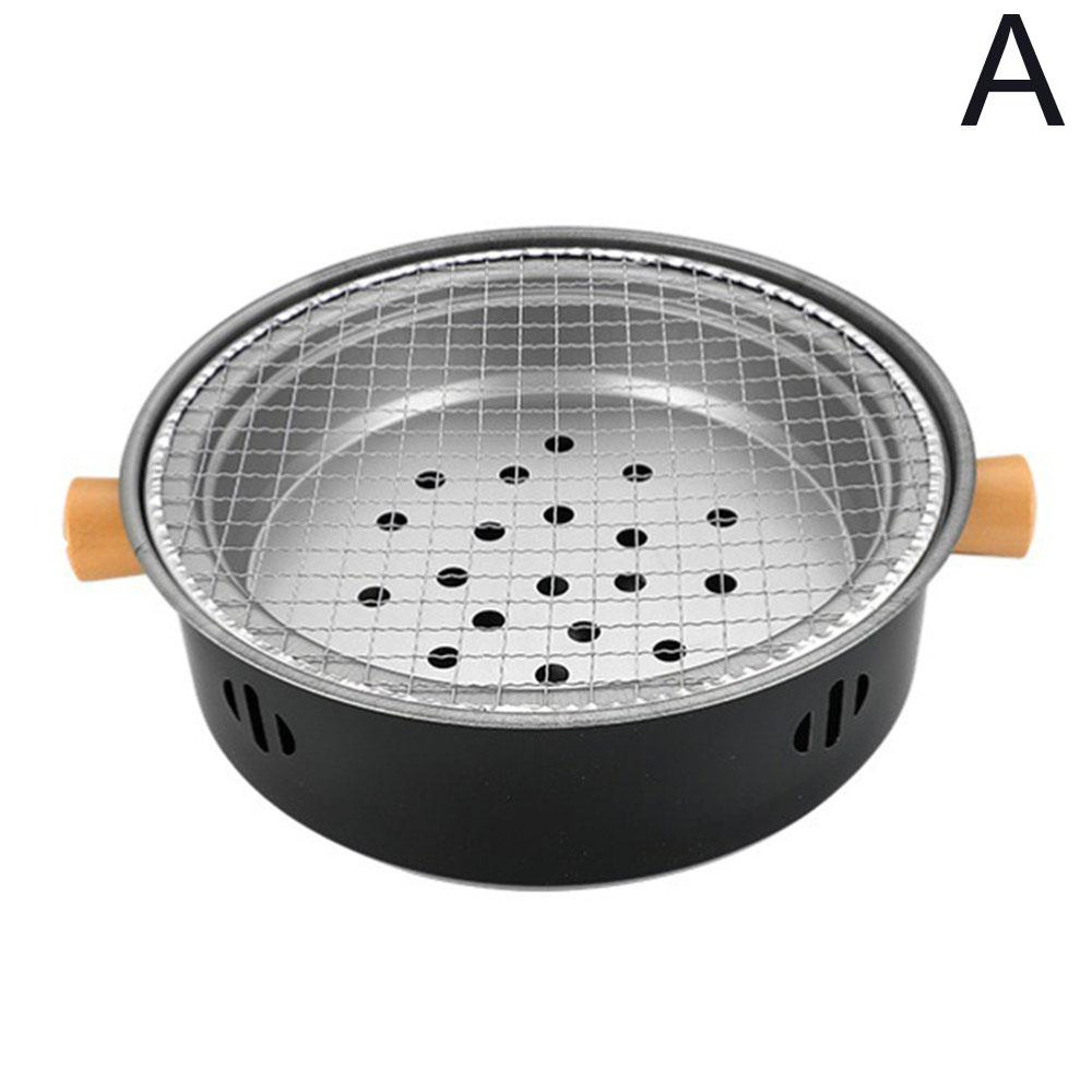 Outdoor Camping BBQ Stove Round NonStick Steel Barbecue Grill With Charcoal Stove Split For Easy Po 8