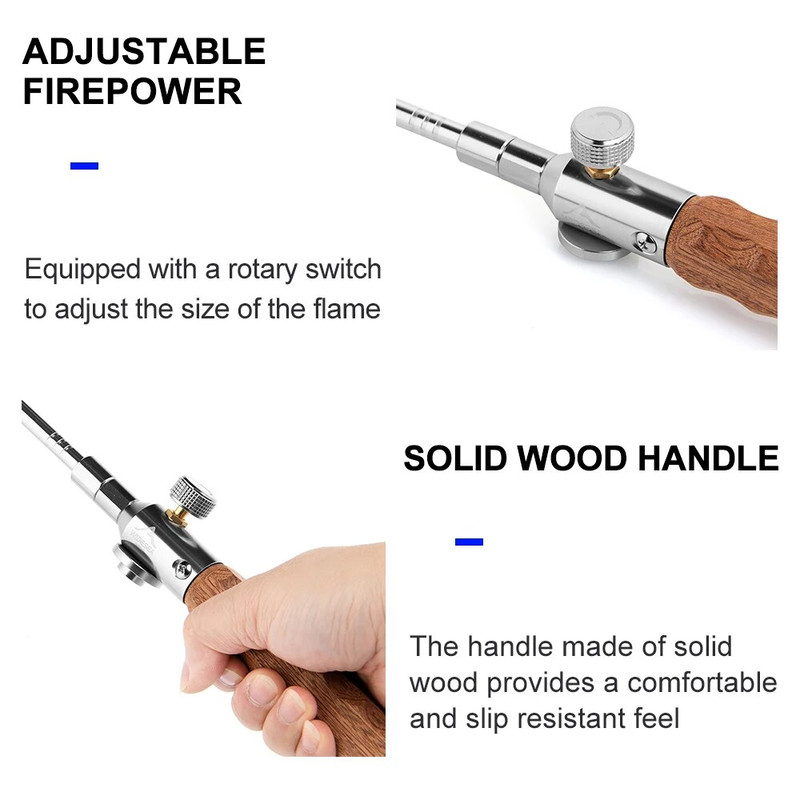 Long Flame Igniter For Camping Portable Wooden Handle Burner Adjustable BBQ Gas Spray Gun  Removabl 4
