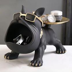 30cm home decor bulldog figurine, resin dog statue storage box animal ornament & art sculpture for living room, office