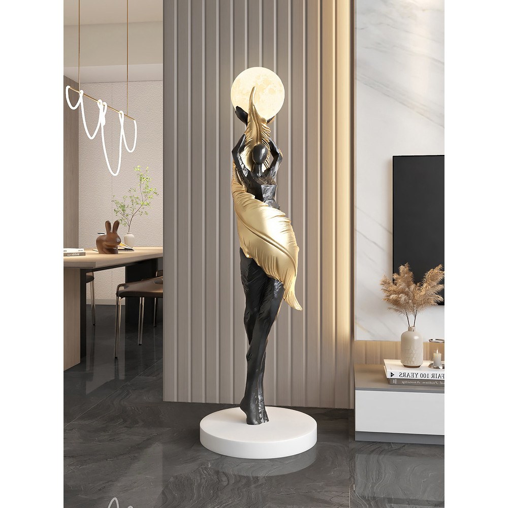 Abstract Girl Figure Sculpture, Large Floor Decor for Living Room, Artistic Home Decor Statue, Modern Welcome Figurine