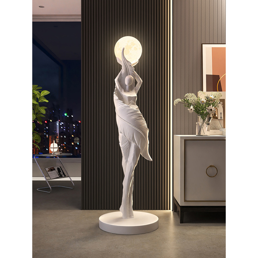 Abstract Girl Figure Sculpture, Large Floor Decor for Living Room, Artistic Home Decor Statue, Modern Welcome Figurine
