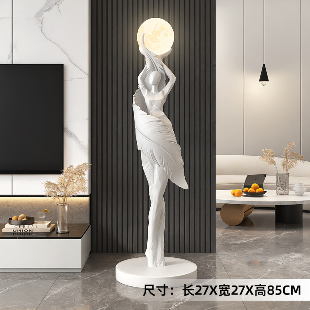 Abstract Girl Figure Sculpture, Large Floor Decor for Living Room, Artistic Home Decor Statue, Modern Welcome Figurine