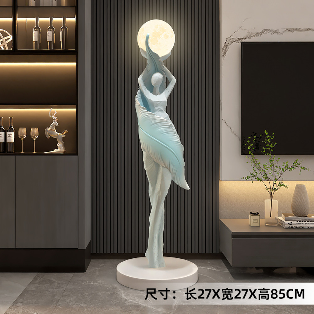 Abstract Girl Figure Sculpture, Large Floor Decor for Living Room, Artistic Home Decor Statue, Modern Welcome Figurine