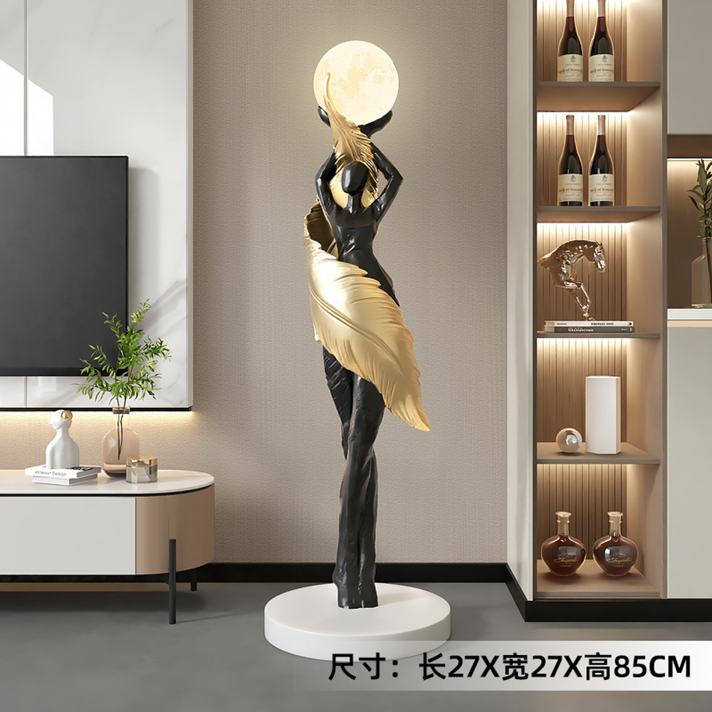 Abstract Girl Figure Sculpture, Large Floor Decor for Living Room, Artistic Home Decor Statue, Modern Welcome Figurine