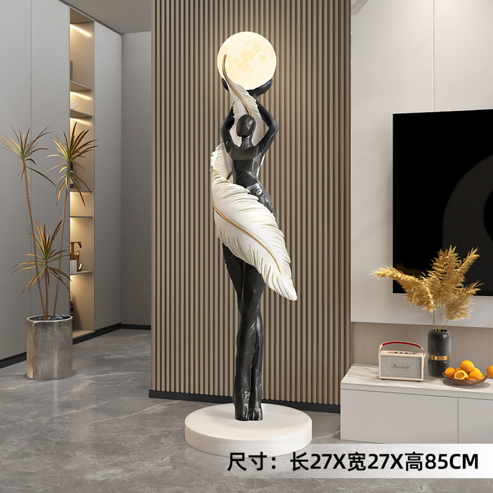 Abstract Girl Figure Sculpture, Large Floor Decor for Living Room, Artistic Home Decor Statue, Modern Welcome Figurine