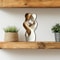 2D Flat Elegant Wooden Couple Statue – Modern Home Decor, Artificial Wood, Perfect for Living Room, Bedroom, or Office