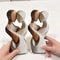 2D Flat Elegant Wooden Couple Statue – Modern Home Decor, Artificial Wood, Perfect for Living Room, Bedroom, or Office