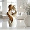 2D Flat Elegant Wooden Couple Statue – Modern Home Decor, Artificial Wood, Perfect for Living Room, Bedroom, or Office