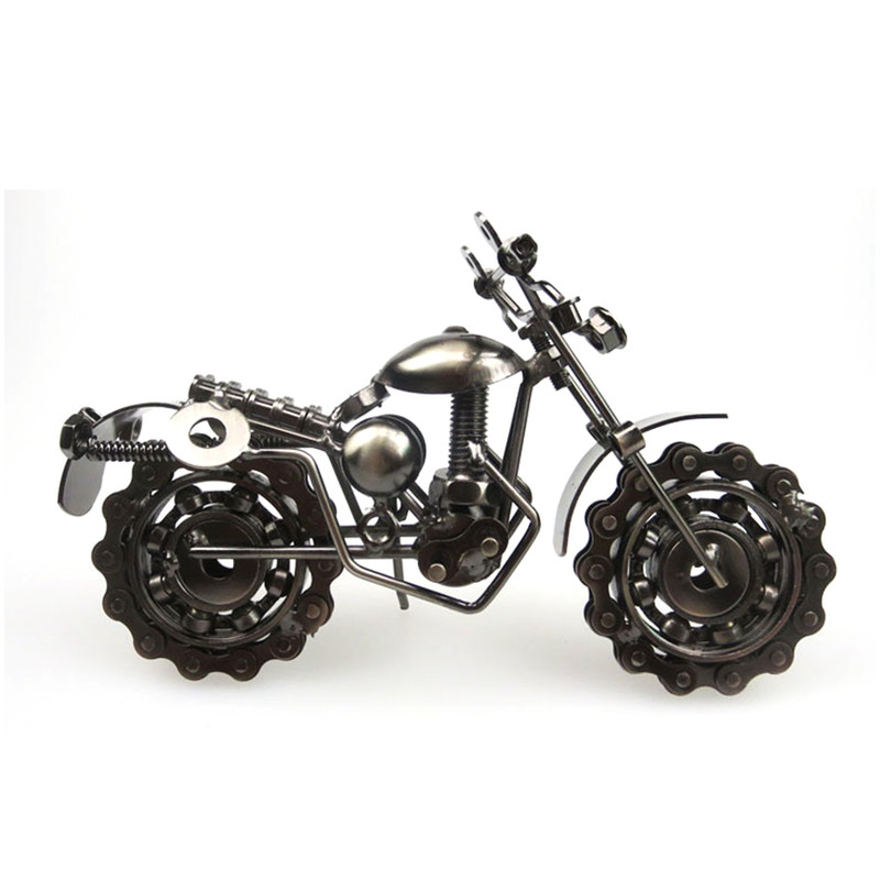21cm Retro Bronze Motorcycle Model, Handmade Metal Vintage Home Decor, Iron Boy Gift & Kid Toy Figurine