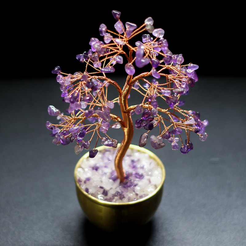 Lucky Abundance Crystal Feng Shui Tree, Wealth Attracting Prosperity Decor for Desk, Home & Office Feng Shui Money Tree