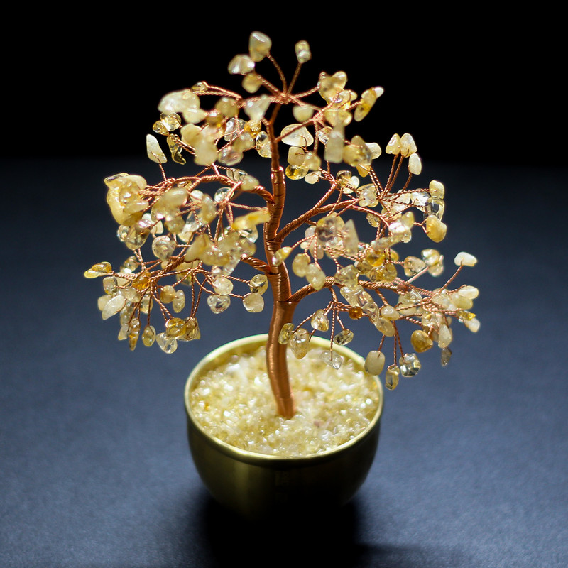 Lucky Abundance Crystal Feng Shui Tree, Wealth Attracting Prosperity Decor for Desk, Home & Office Feng Shui Money Tree